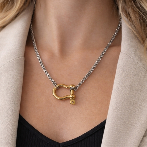 Equestrian Shackle Necklace Gold Silver Chain ๐ - Picture 6 of 7